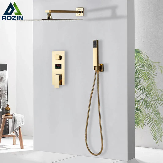 Decorbites™ Gold Digital-Display-Duschsystem mit Wannenarmatur