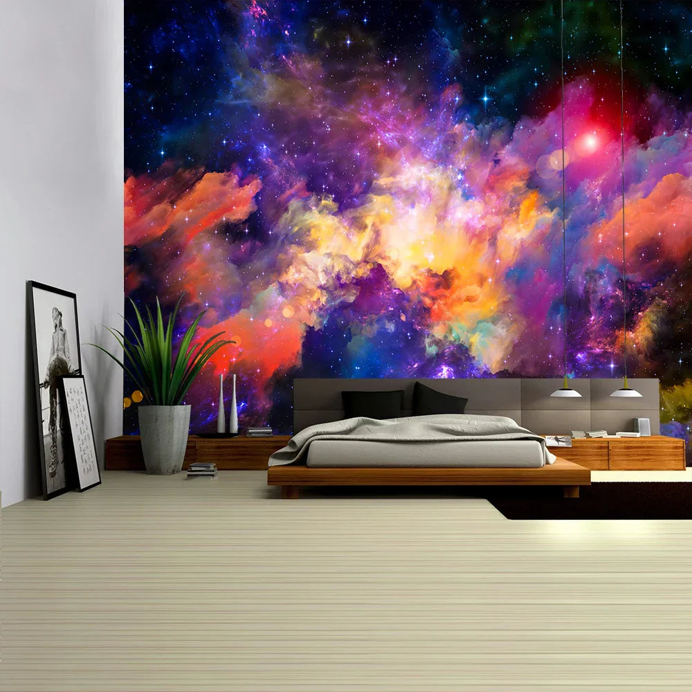 Decorbites™ Galaktisches psychedelisches Weltraum-Gobelin als Wandbehang für hochwertige Boho-Dekoration