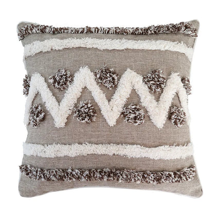 DecorBites™ Grey Diamond Tufted Zigzag Cushion Cover 45x45cm - Moroccan Style Pillowcase