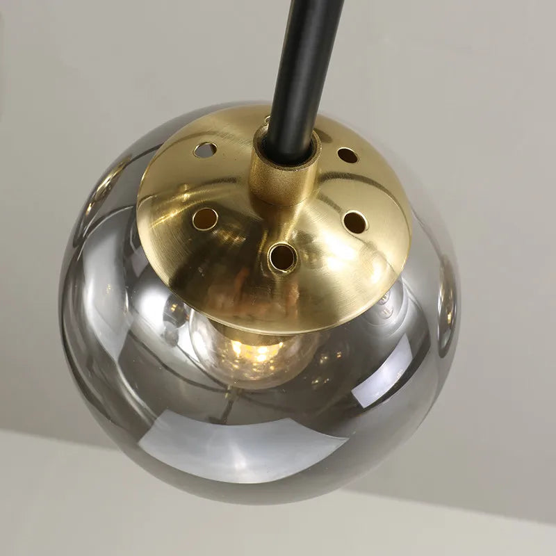 Decorbites™ Glas-Kugeln-LED-Kronleuchter: Retro runde Schmiedeeisen-Innenbeleuchtung für Küche, Wohnzimmer, Bauernhaus