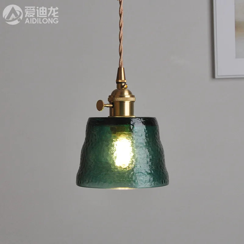 Decorbites™ Grüne Glas-LED-Hängeleuchte - Japanischer Stil Nordisch Kupfer Hängelampe