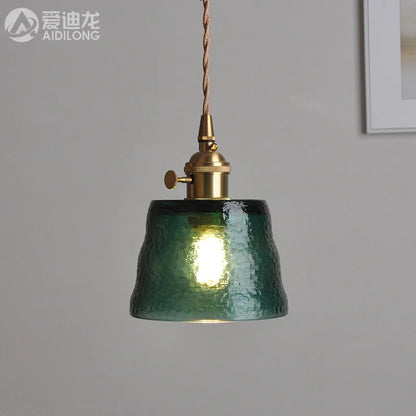 Decorbites™ Grüne Glas-LED-Hängeleuchte - Japanischer Stil Nordisch Kupfer Hängelampe