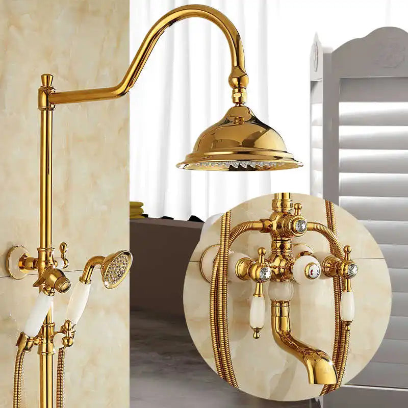Gold Brass Shower Set