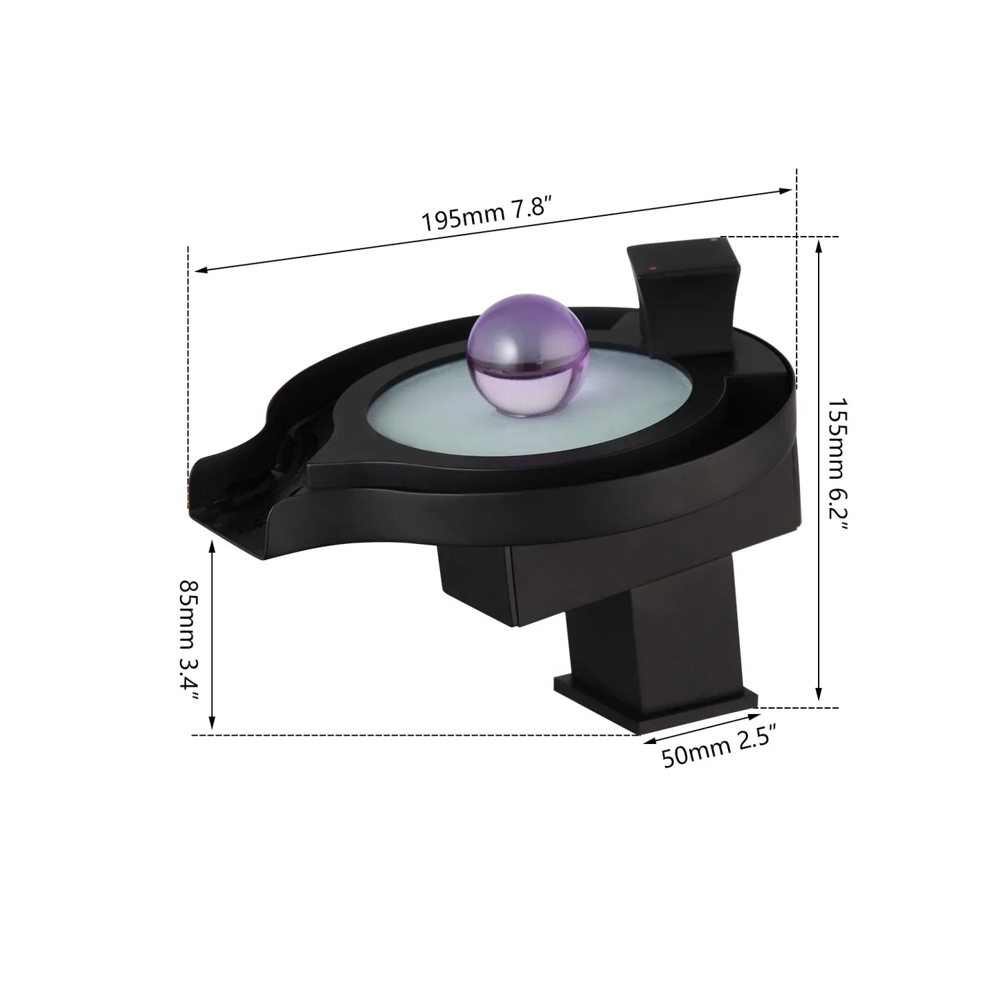 Decorbites™ Messing-LED-Wasserfall-Waschbeckenarmatur, Chrom/Schwarz-Mischer für Badezimmerwaschbecken
