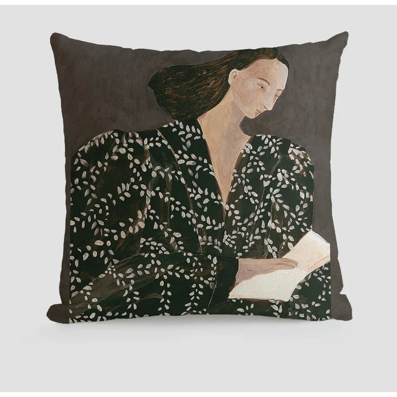 Decorbites™ Japanische Kunst Handgefertigtes Quadratisches Kissenbezug 45x45 für Literarische Jugendmode