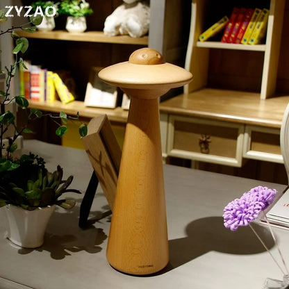 Decorbites™ Kinder-UFO-Holz-LED-Tischleuchte: Modern, dimmbar, Cartoon-Design, ideal für das Kinderzimmer