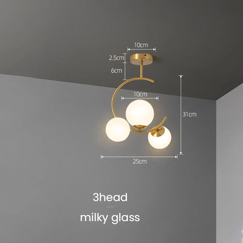 Gold Glass Ball Chandelier 6-Head Clear Spheres