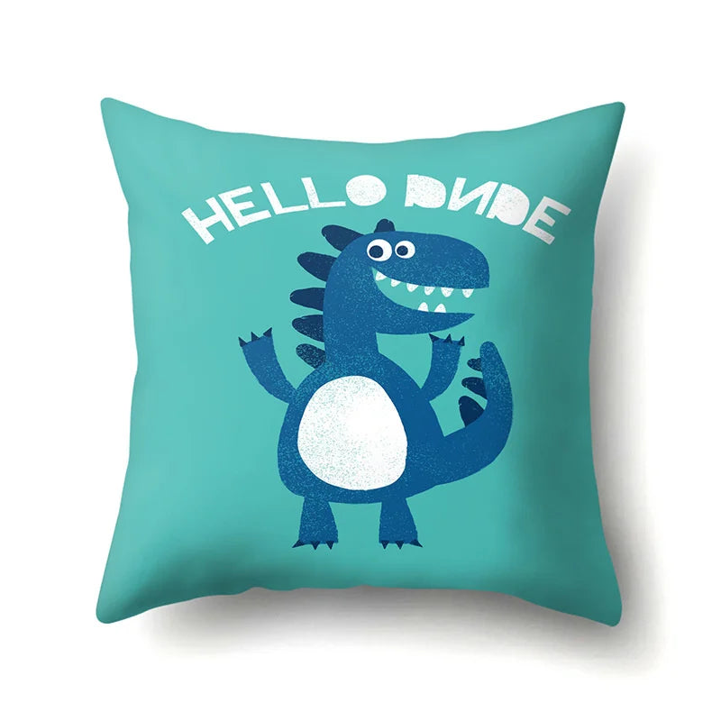 Decorbites™ Dino-Baby-Kissenbezug: Süßer Dino-Auto-Fahrer-Buchstaben-Kissenbezug für Schlafzimmer-Dekoration