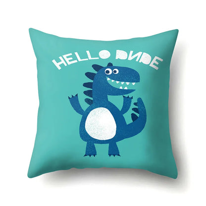 Decorbites™ Dino-Baby-Kissenbezug: Süßer Dino-Auto-Fahrer-Buchstaben-Kissenbezug für Schlafzimmer-Dekoration