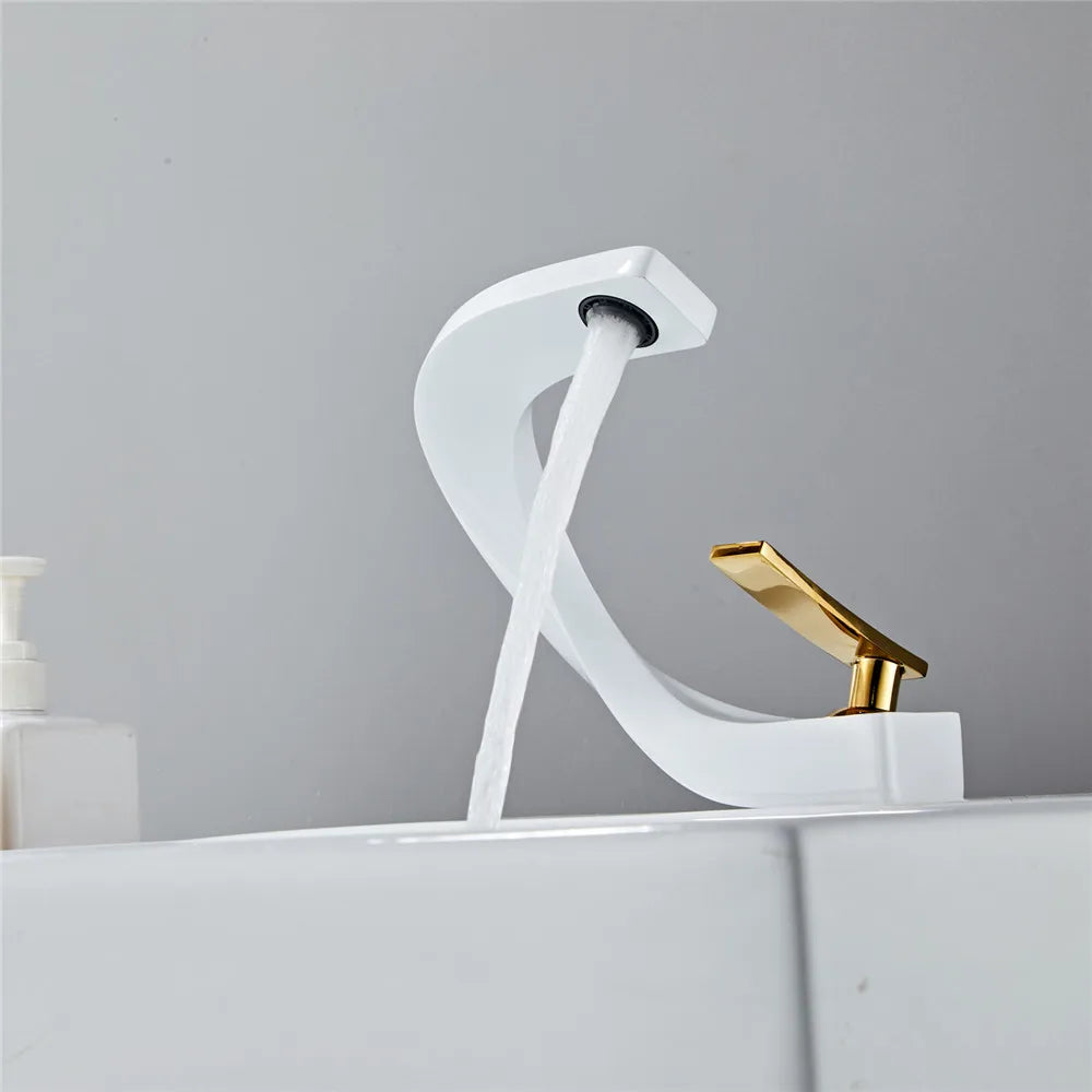 Gold White Basin Faucet