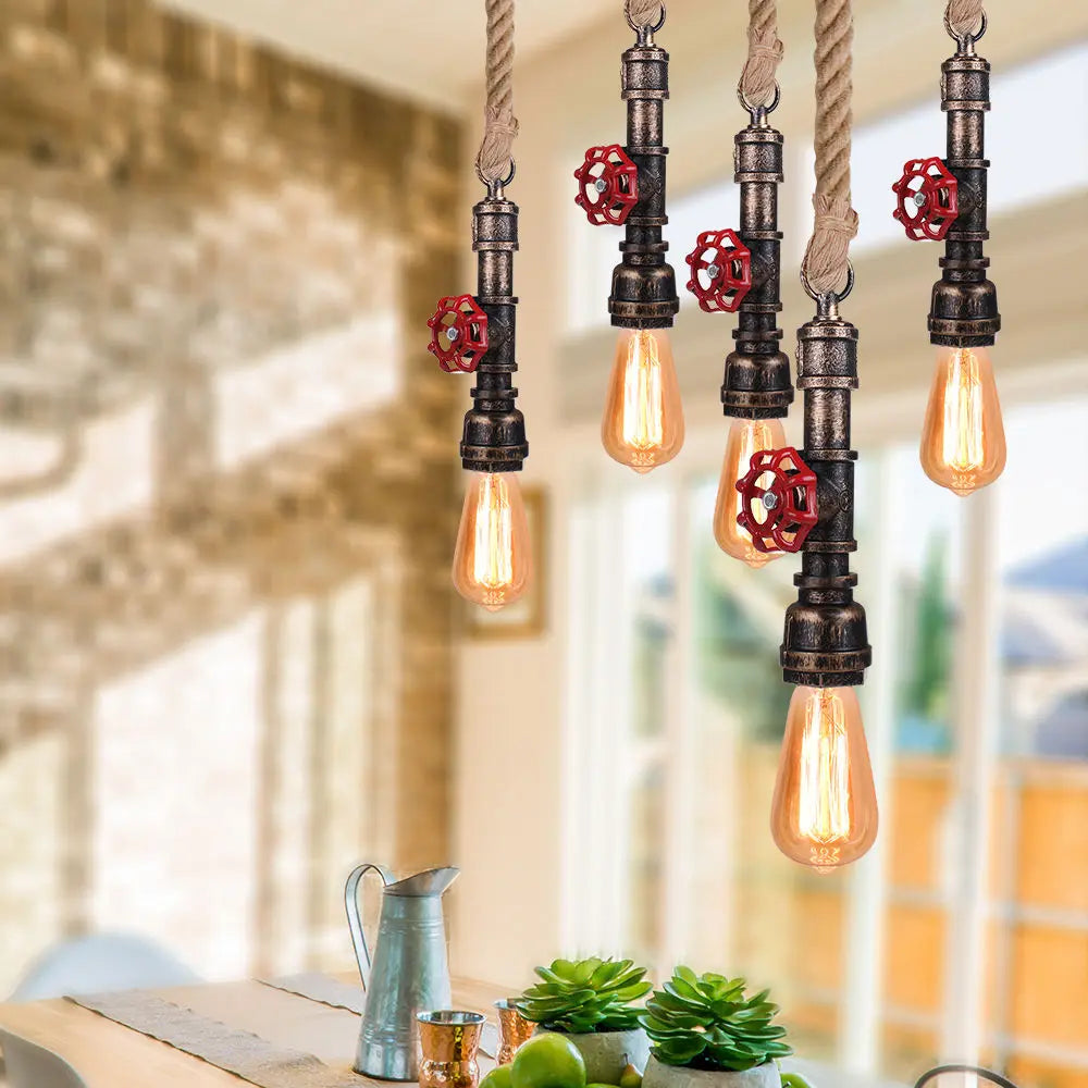 Copper Water Pipe Pendant Light