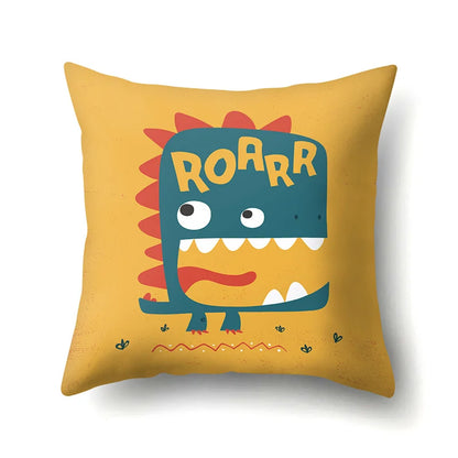 Decorbites™ Dino-Baby-Kissenbezug: Süßer Dino-Auto-Fahrer-Buchstaben-Kissenbezug für Schlafzimmer-Dekoration