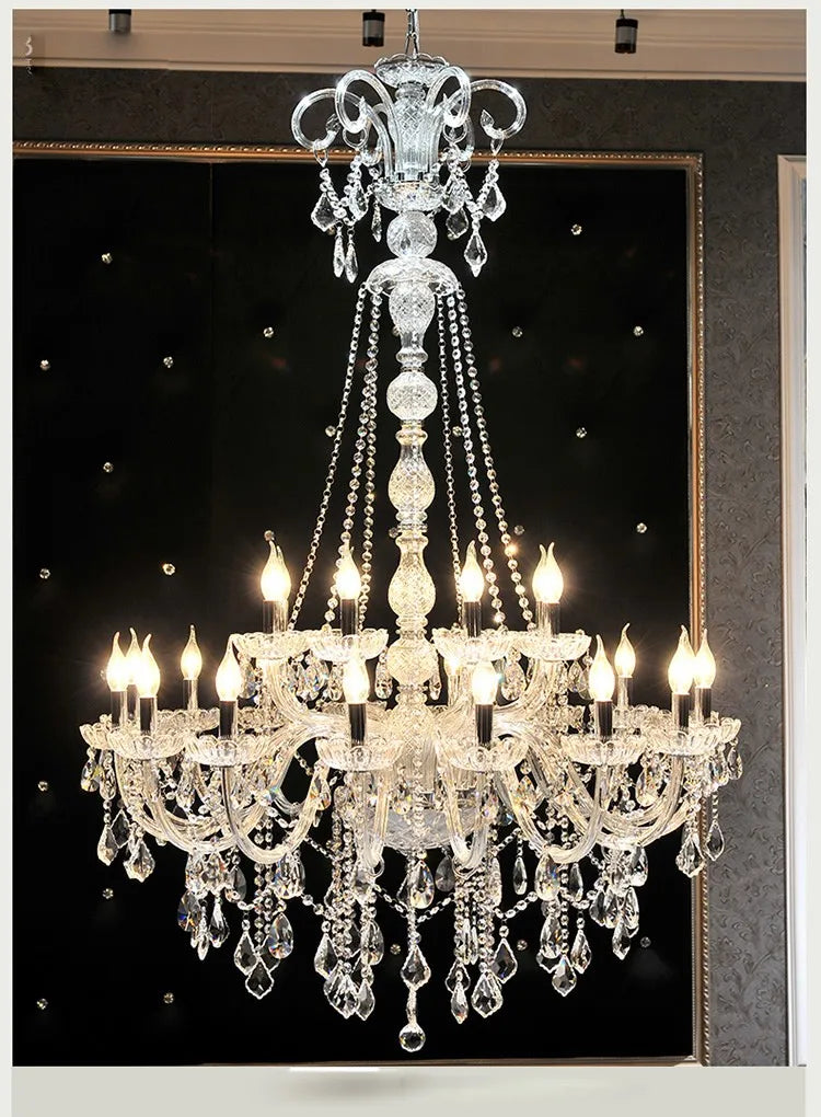 Decorbites™ Große Treppen-Kristall-Leuchter 15 Arme Gold/Silber K9 Kristall Luxus-Lampe