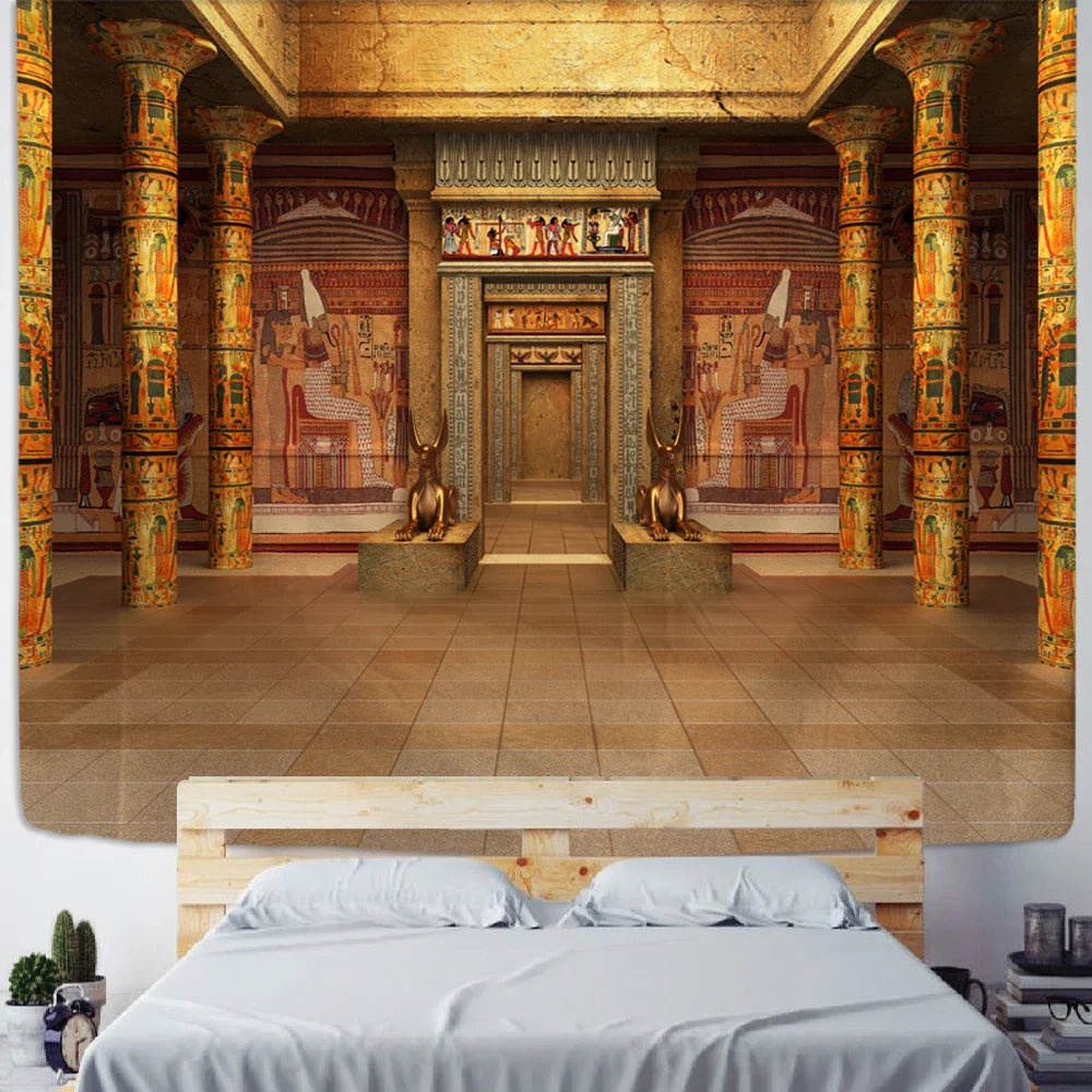 DecorBites™ Egyptian Building Tapestry Wall Hanging for Bohemian Bedroom Decor