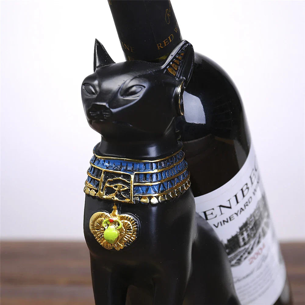 Decorbites™ Figurine Halter für Weinflaschen: Ägyptischer Katzen-Gott – Nordischer Stil für Heimdekoration & Geschenk