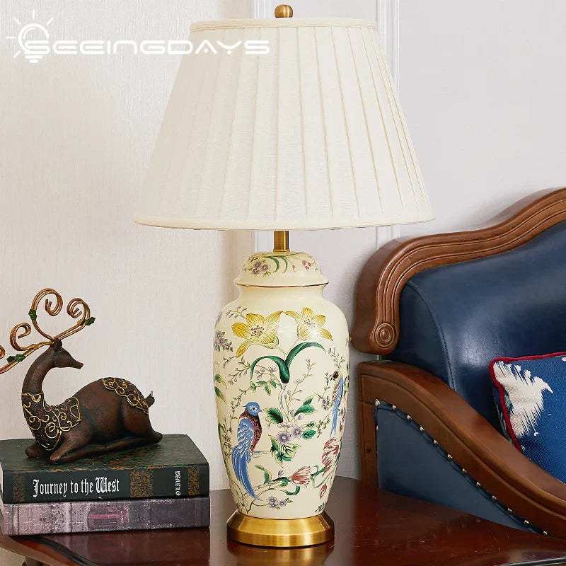 Decorbites™ Land Blumen Vogel Keramik Tischlampe Modern Einfach Retro Schlafzimmer Nachttisch