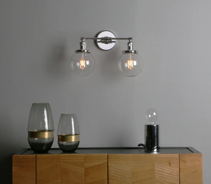DecorBites™ Glass Ball Globe Wall Light for Retro Home Decor - Double Heads E27 Sconce