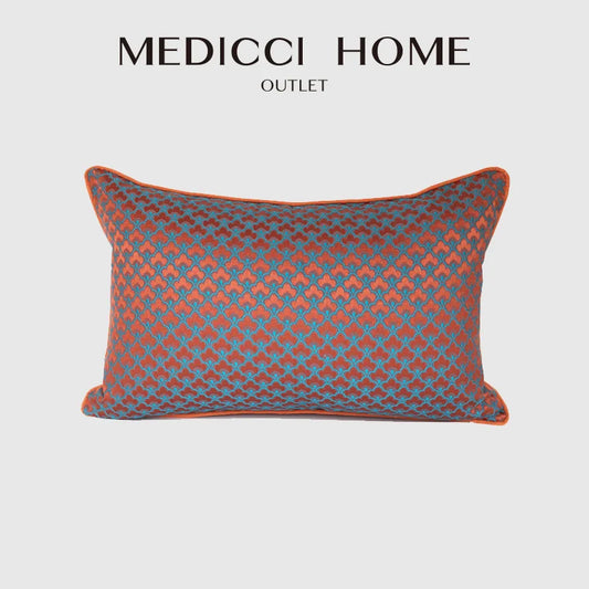 Decorbites™ Geometrisches Blau- und Rot-Jakard-Material Taillen-Kissenbezug für modernes Luxus-Dekor