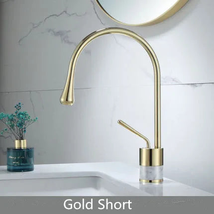 Gold Marble Basin Faucet Tall Style