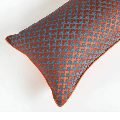 Decorbites™ Geometrisches Blau- und Rot-Jakard-Material Taillen-Kissenbezug für modernes Luxus-Dekor