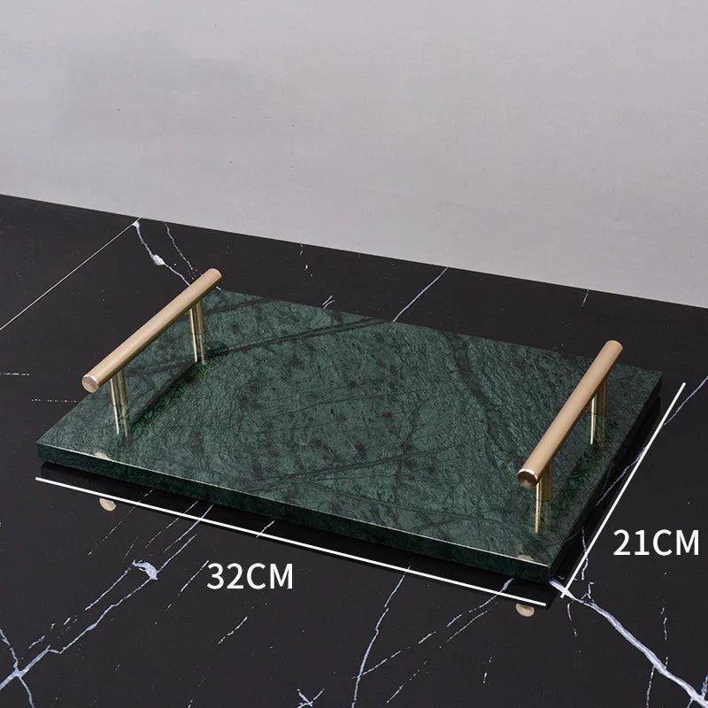 DecorBites™ Dark Green Marble Bathroom Set - Nordic Light Luxury Tray Toothbrush Holder Soap Dispenser Kit