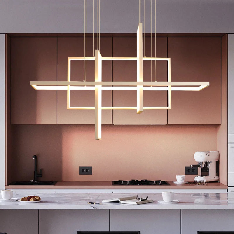 Decorbites™ Geometrische Aluminium-Hängeleuchte für Wohnzimmer Schlafzimmer Restaurant Küche – Moderne Kunstleuchte