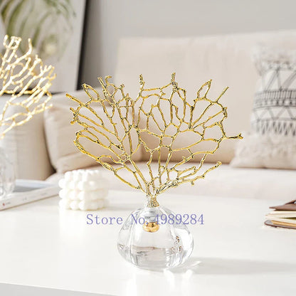 Decorbites™ Kristall-Metall-Goldene-Korallen-Handwerkskunst Heimdekoration für modernen Wohnraum
