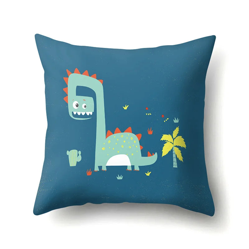 Decorbites™ Dino-Baby-Kissenbezug: Süßer Dino-Auto-Fahrer-Buchstaben-Kissenbezug für Schlafzimmer-Dekoration