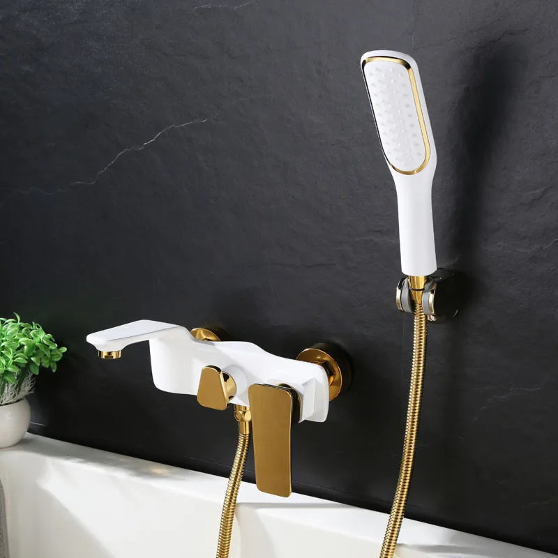 Gold White Wall Faucet