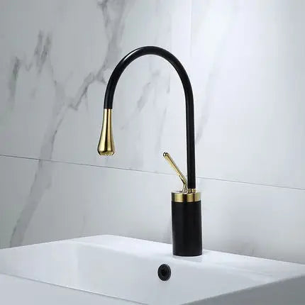 DecorBites™ Gun Grey Brass Basin Faucet Hot Cold Kitchen Sink Water Crane Swivel