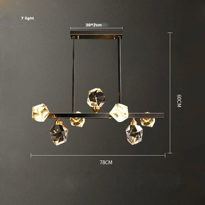 Decorbites™ Schwarzer Kristall-Kupfer-LED-Kronleuchter für das Esszimmer – Art-Deco-Hängeleuchte