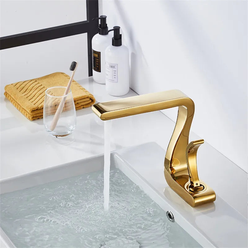 Decorbites™ Gold Beckenarmatur: Moderne Messing-Badmischtap für Warm-/Kaltwasser