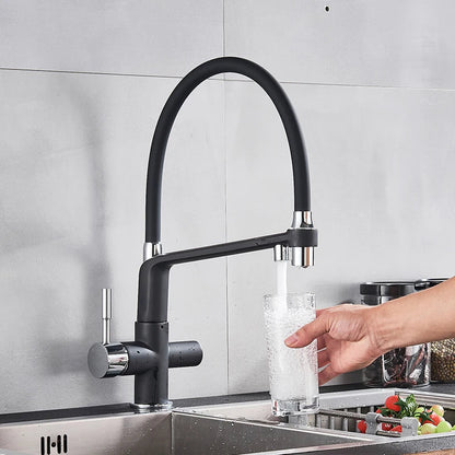 Decorbites™ Schwarz-Chrom Küchenarmatur 360° Drehbarer Ausziehbarer Gefilterter Wasserhahn