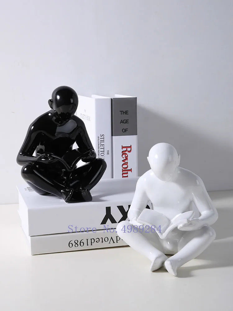 Decorbites™ Kreative Keramik-Skulptur für moderne Desktop-Bücherregal-Dekoration und Heimhandwerksdekoration