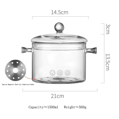 Decorbites™ Glas-Kochtopf – Hitzebeständiger Herdtopf zum Kochen von Wasser, Nudeln und Suppenzubereitung