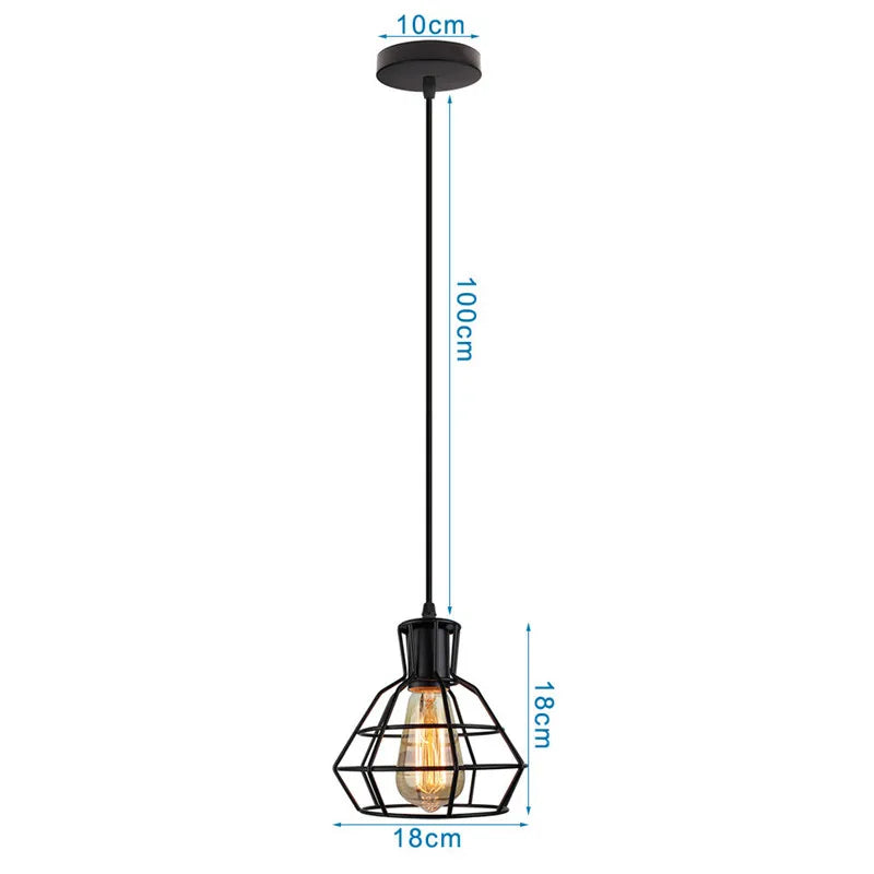 Black Retro Cage Pendant Light