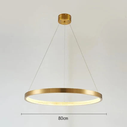 Gold Circle LED Chandelier 3-Ring Design