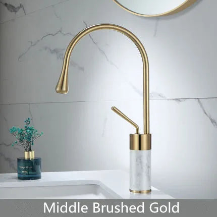 Gold Marble Basin Faucet Tall Style