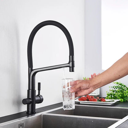 Decorbites™ Küchenfilterarmatur mit doppeltem Auslauf: 360° drehbarer Trinkwasser-Reinigungsmischer