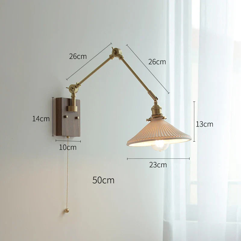 DecorBites™ Copper Swing Arm Wall Lamp Sconce - LED Wall Light for Bedroom Living Room
