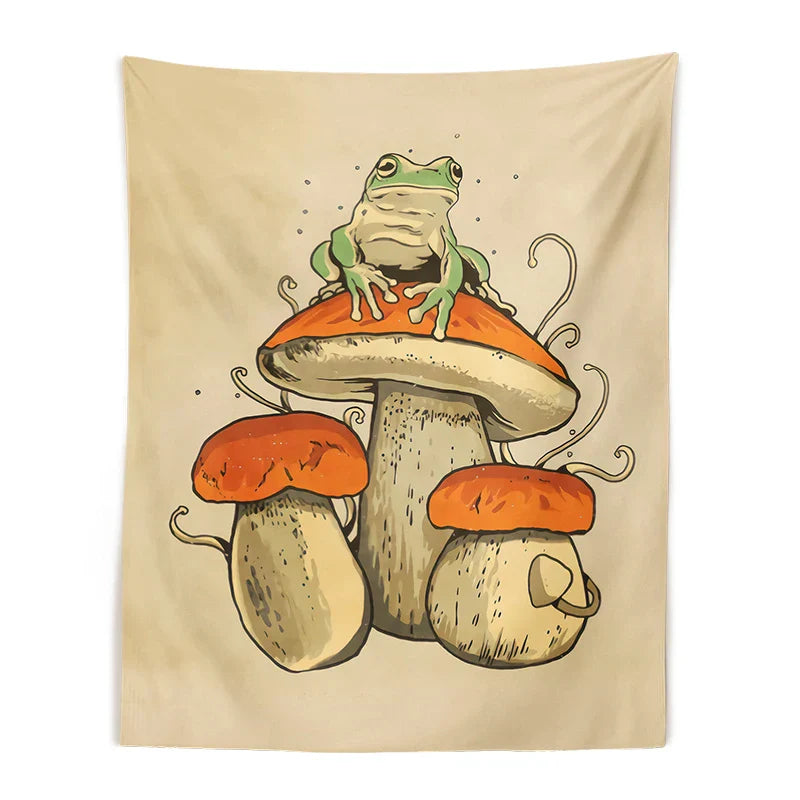 DecorBites™ Frog Mushroom Psychedelic Tapestry Wall Hanging