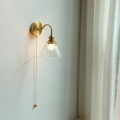 DecorBites™ Glass Copper LED Wall Lights with Pull Chain Switch for Home Bedroom Bathroom Mirror