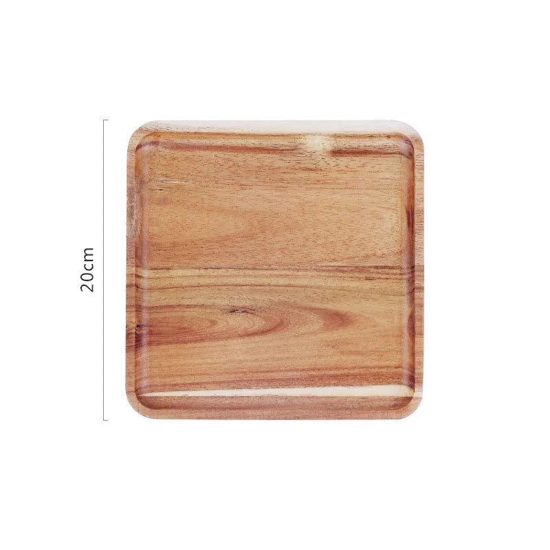Decorbites™ Akazienholz-Frühstückstablett - Rechteckige Obstplatte mit Holzbesteck