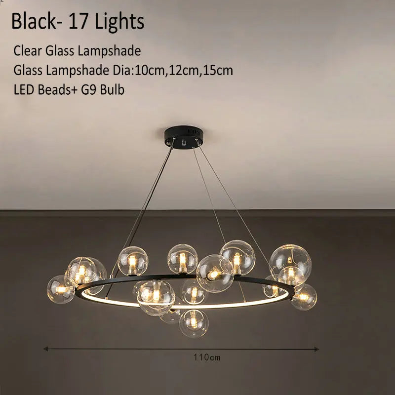 Decorbites™ Glasleuchter Lampe Kücheninsel Hängelampe Schwarz Gold Silber G9 LED