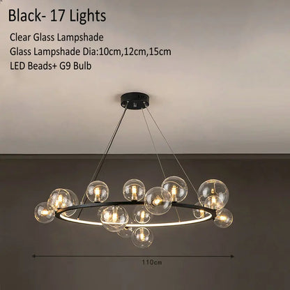 Decorbites™ Glasleuchter Lampe Kücheninsel Hängelampe Schwarz Gold Silber G9 LED