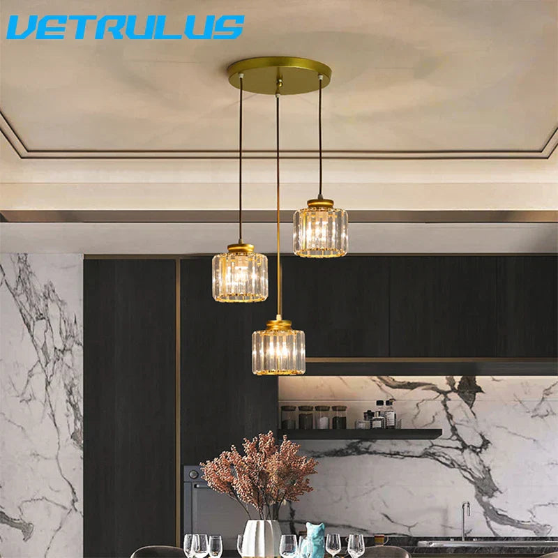 DecorBites™ Crystal LED Pendant Chandelier for Dining Living Room Decor