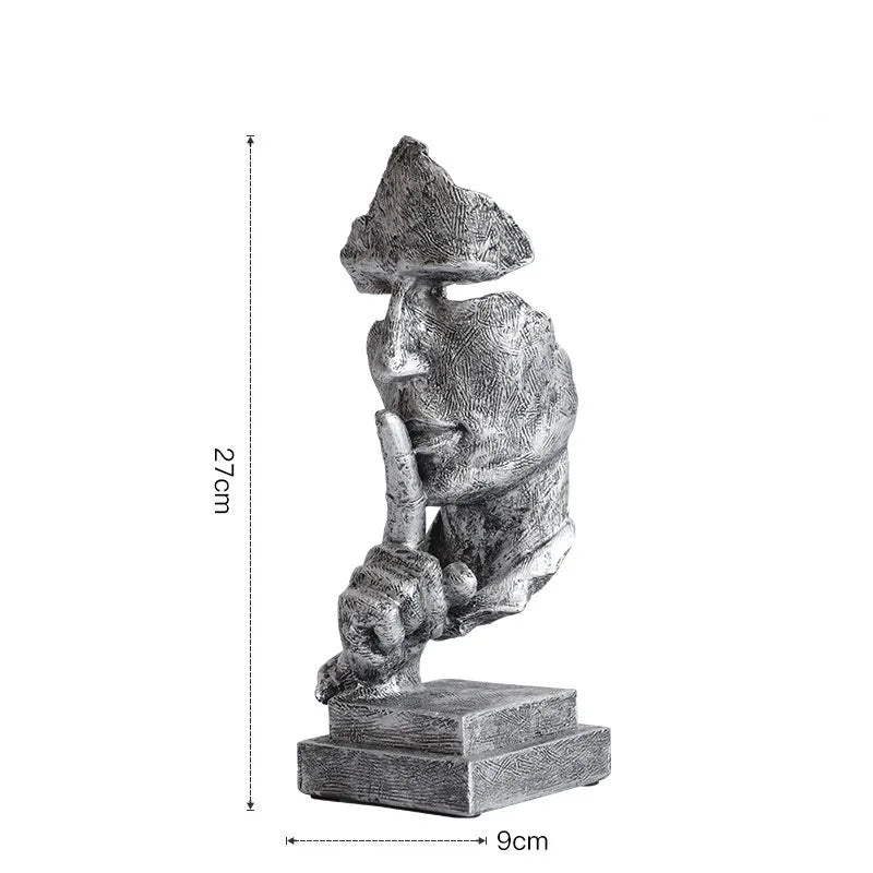 DecorBites™ 27cm Silence Golden Face Abstract Sculpture for Vintage Home Office Decor