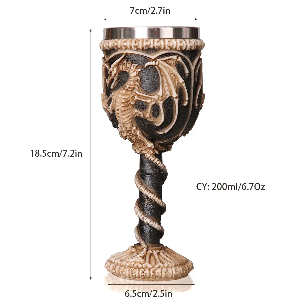 Decorbites™ Drachenschädel-Becher: Gotisches Harz Edelstahl-Weinglas für Cocktailbar-Partys