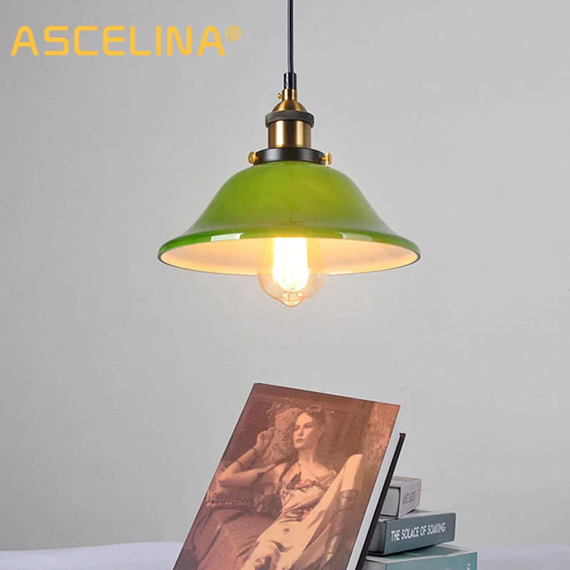 Decorbites™ Grünes Glas-Hängelampe: Nostalgische industrielle LED-Edison-Hängeleuchte für Restaurant & Café