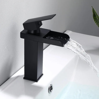 Decorbites™ Gold Wasserfall Beckenarmatur: Messing Badezimmer Mischbatterie, Heiß-Kalt Waschbeckenarmatur